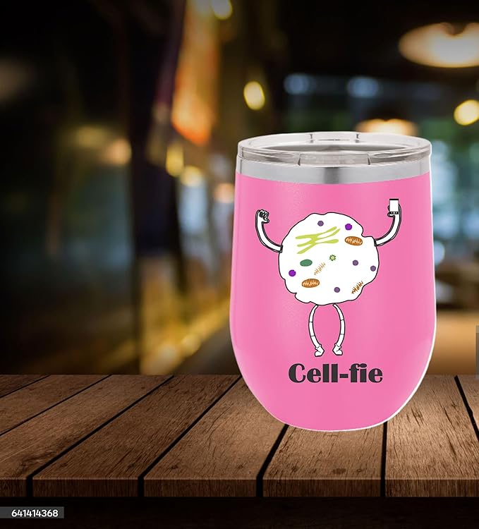 Cell Fie Wine Tumbler, Cell Fie Gift Lover, 12oz Stainless Steel Wine Tumbler, Gifts For Him, For Her, For Boys, For Girls, Birthday, Christmas Gift idea (Pink)