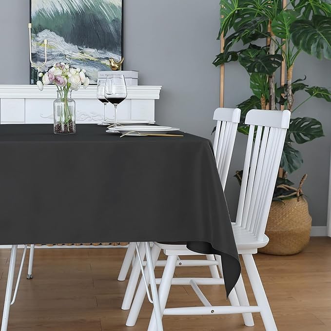 Easy-Going 6 Pack Black Tablecloths 60x126 Inch for 6 Ft Rectangle Table, Washable Polyester Waterproof Stain Resistant Table Cloth, Decorative Table Cover for Kitchen, Dining Tables, Events
