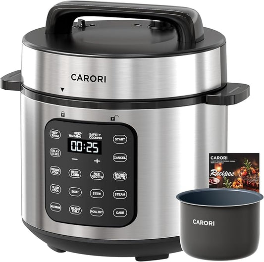Electric Pressure Cooker 6 Quart Silver, Non-stick Pot, 9-in-1 Instant Pot, 12 Preset Functions with Touchscreen, Safe Steam Release, Stew, Slow Cook, Rice, Saut챕, Warmer