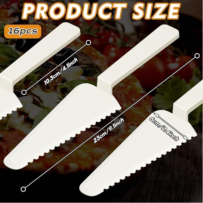 Suclain Disposable Cake Knife 9.1 Inch Plastic Cake Server Cutting Plastic Spatula Knives Pie Pizza Pastry Slicer Serving Utensils for Kitchen Wedding (16 Pieces,Pastel)