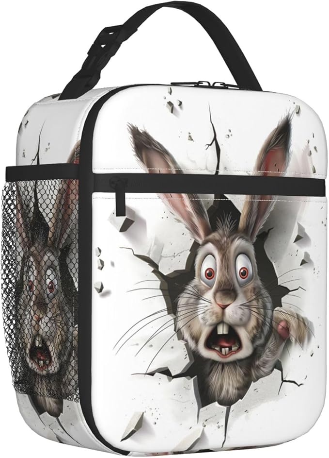 VANZEV Insulated Lunch Box for Women Men, Bunny Theme Lunch Box Reusable Portable Lunch Bag Cooler Tote Waterproof Lunch Container for Office Picnic Work Travel