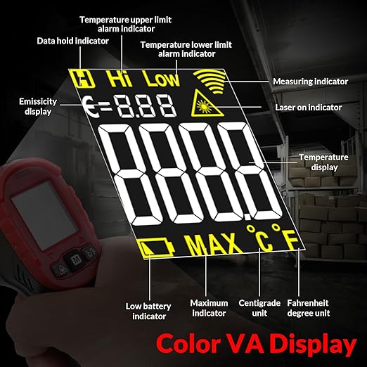 WGGE Infrared Thermometer Gun WG-127B, Digital IR Thermometer for Cooking, Candy, Food, Pizza Oven, Grill & Engine, Temp Reader -58??1112??-50??600?? Non-Contact Temperature Gun (Not for Human)