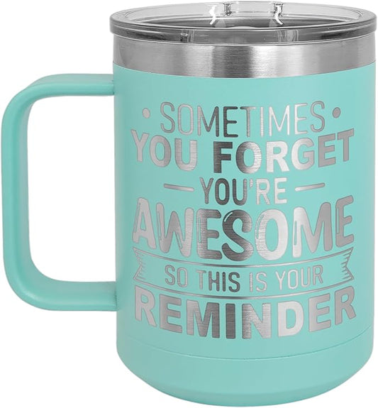 Spotted Dog Company Inspirational Travel Coffee Mug, Inspirational Gifts for Men Dad Father Wife Sister Women, Birthday For Him Her, You?셱e Awesome Tumbler, Teacher Coworker Gifts 15oz Teal