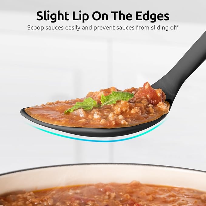U-Taste 600쨘F Heat Resistant Wok Spatula: 13.76" Long, 3.63" Wide Silicone Cooking Utensils with Flexible Edge & Sturdy Core, for Kitchen Stir Fry, Serving, Scoop, Non-Stick Pan, Carbon Steel (Black)