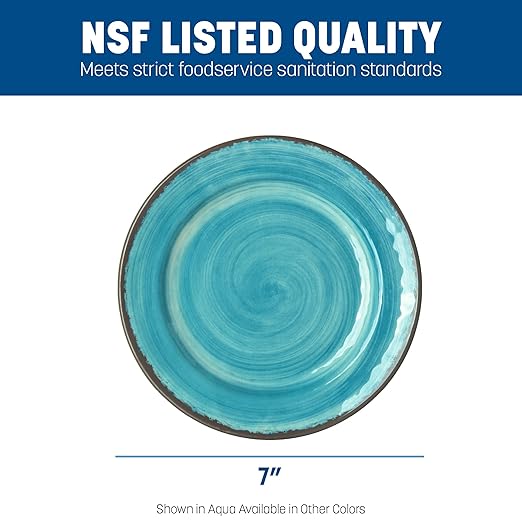 Carlisle FoodService Products Mingle Resuable Plastic Plate Appetizer Plate with Pottery Style for Home and Restaurant, Melamine, 7 Inches, Fireball, (Pack of 12)