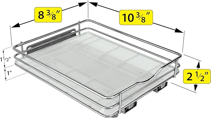 LYNK PROFESSIONAL짰 Pull Out Spice Rack Organizer for Inside Kitchen Cabinets - 8-3/8 inch Wide - Slide Out Drawer ??Chrome Sliding Spice Cabinet Organization Shelf Racks - 1 Tier