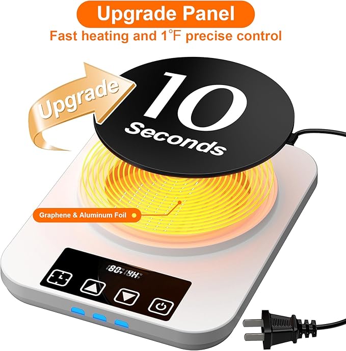 Electric Sourdough Starter Warmer, Upgrade Warming Heating Pad Mat for Sour Dough Starter, Sourdough Heater Proofing Tool for Home Baking with Thermostat Control, Timing, Memory Function (White)