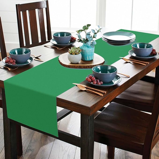 12 Pack Green Table Runner 12 x 72 Inch Long Rustic Farmhouse Wedding Table Runner,Washable and Reusable 6 FT Polyester Table Runners for Wedding Birthday Party Banquet Christmas Decorations