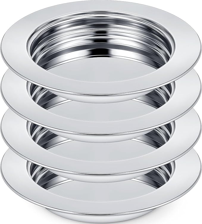 Zhehao 4 Pcs Communion Plates for Church Communion Bread Tray Plate Church Supplies Set Polished Stainless Steel Tray (Silver)