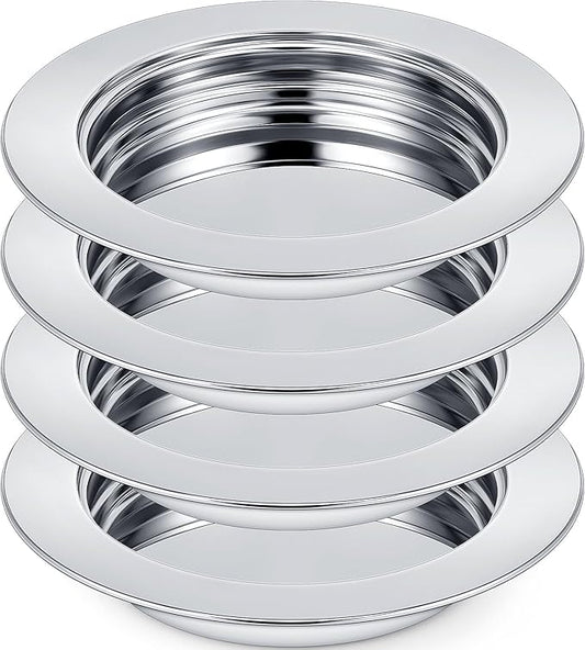 Zhehao 4 Pcs Communion Plates for Church Communion Bread Tray Plate Church Supplies Set Polished Stainless Steel Tray (Silver)