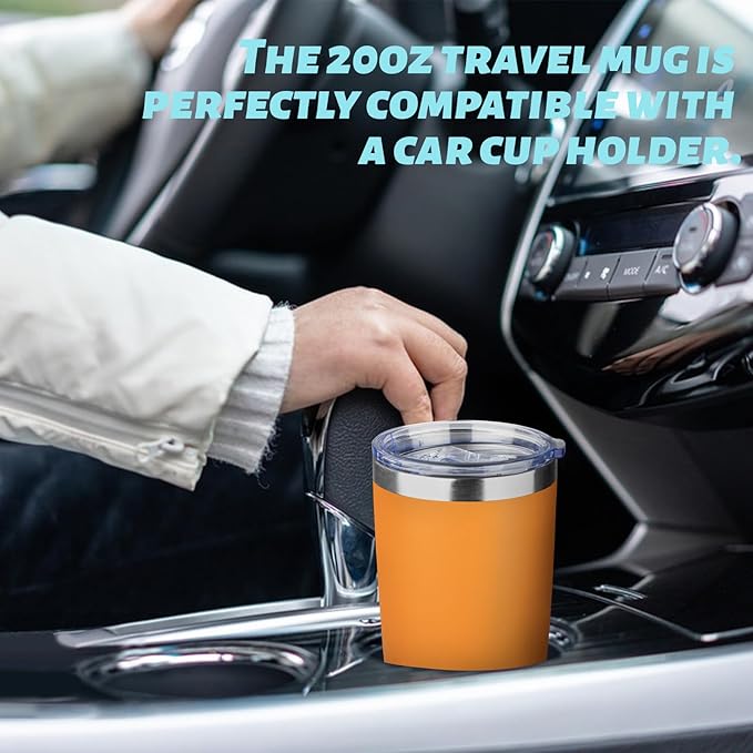 ATIKZHE 20oz Tumbler with Straw and Brush, Stainless Steel Vacuum Insulated tumbler, Double Wall Insulated Coffee Tumbler for Outdoor, Home, Travel,Office (Orange,4pcs)