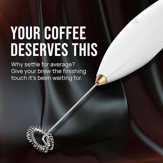 Zulay Kitchen Executive Series Luxury Gift Milk Frother with 4 Duracell Batteries ??Handheld Electric Foam Maker for Coffee, Lattes & Hot Chocolate ??Deluxe Finish, Ultimate Gift for Coffee Lovers