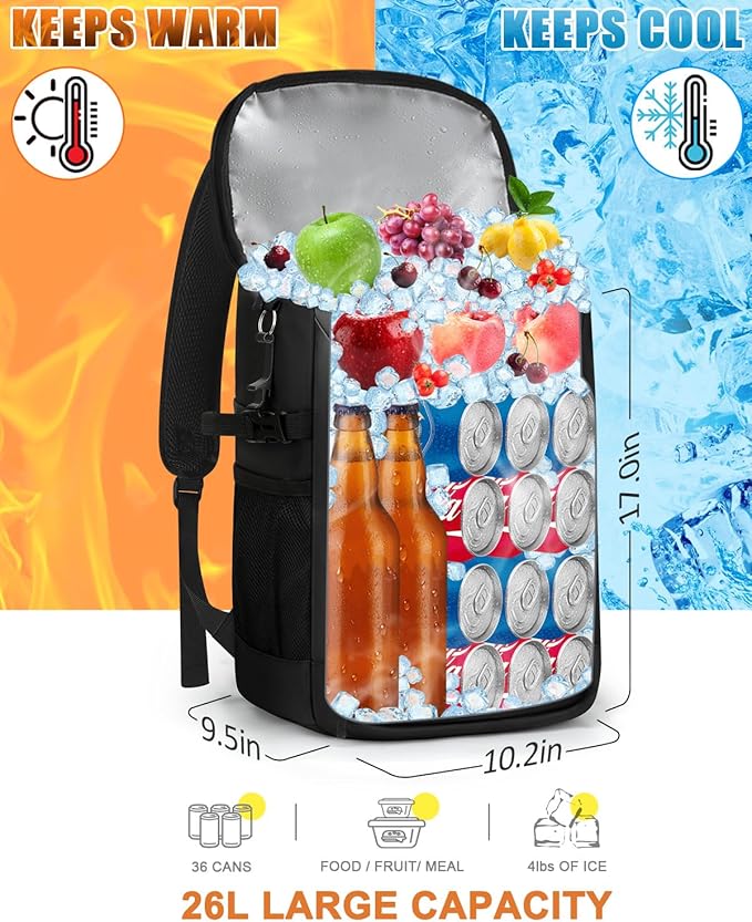 Capolo Cooler Backpack Insulated Waterproof for Women Men,36/45 Cans Lunch Backpack Coolers Leak Proof Soft Cooler Bag Ice Chest for Camping Beach
