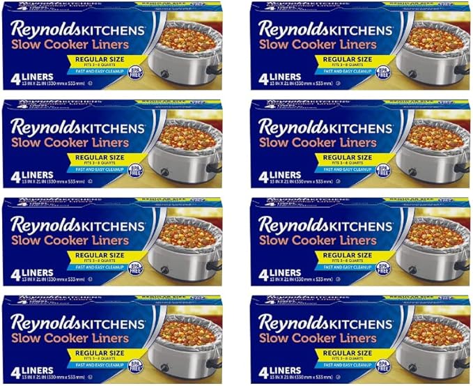 Reynolds Kitchens Slow Cooker Liners, Regular (4 Count, Pack of 8)