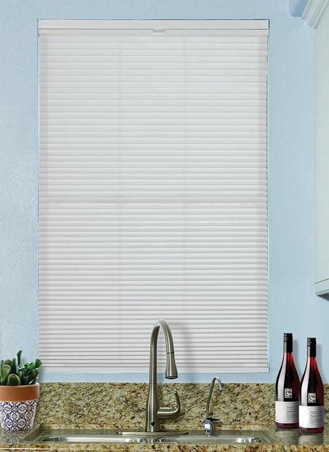 BlindsAvenue Cordless Top Down Bottom Up Cellular Honeycomb Shade, 9/16" Single Cell, Light Filtering, Cotton White, Size: 44" W x 48" H