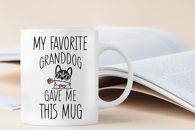 QASHWEY Husky Dog Grandma Gifts Mug, Husky Mug, Funny Husky Dog Lover Owner Coffee Mug Tea Cup Gifts for Husky Lovers Grandma Grandpa, My Favorite Granddog Gave Me This Mug Coffee Cups Ceramic 11oz