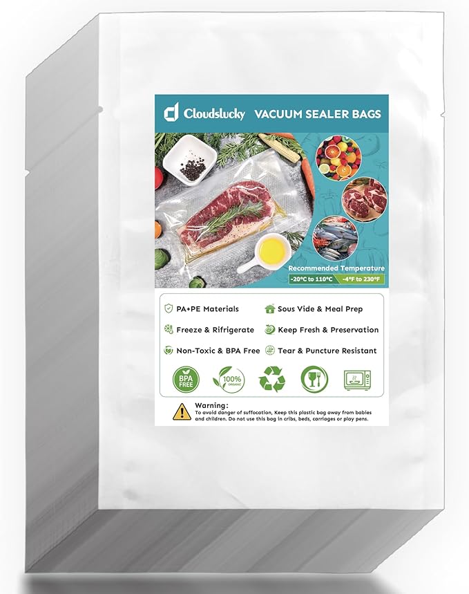 Chamber Vacuum Sealer Bags,14"x18" 200 Pcs Pre-cut Chamber Machine Pouches,Heavy Duty Chamber Vacuum Bags for Commercial Sealer,Food Storage,Meal Prep,Sous Vide,Meat Cheese Goods, BPA Free