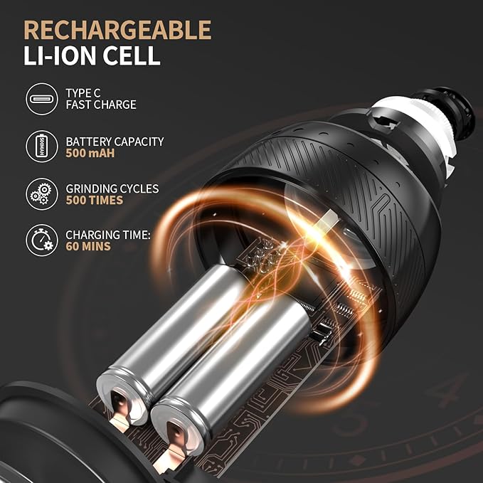 Gravity Electric Salt and Pepper Grinder Set, Automatic Salt and Pepper Mill Sets with LED Light, Type C Charging, Adjustable Coarseness, Large Capacity(1 Pack/Stainless Steel)