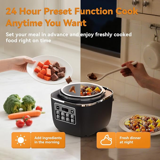 Fullwill Electric Pressure Cooker Lite, Slow Cooker, Rice, Saut챕, Warmer, Olla de Presion Nonstick Pot 3 Quarts