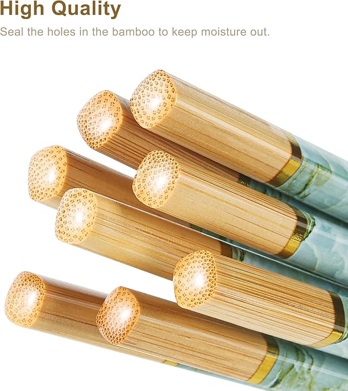 10Pairs Bamboo Chopstick Reusable Wooden Chop Sticks Washable Chinese Style 9.5Inch