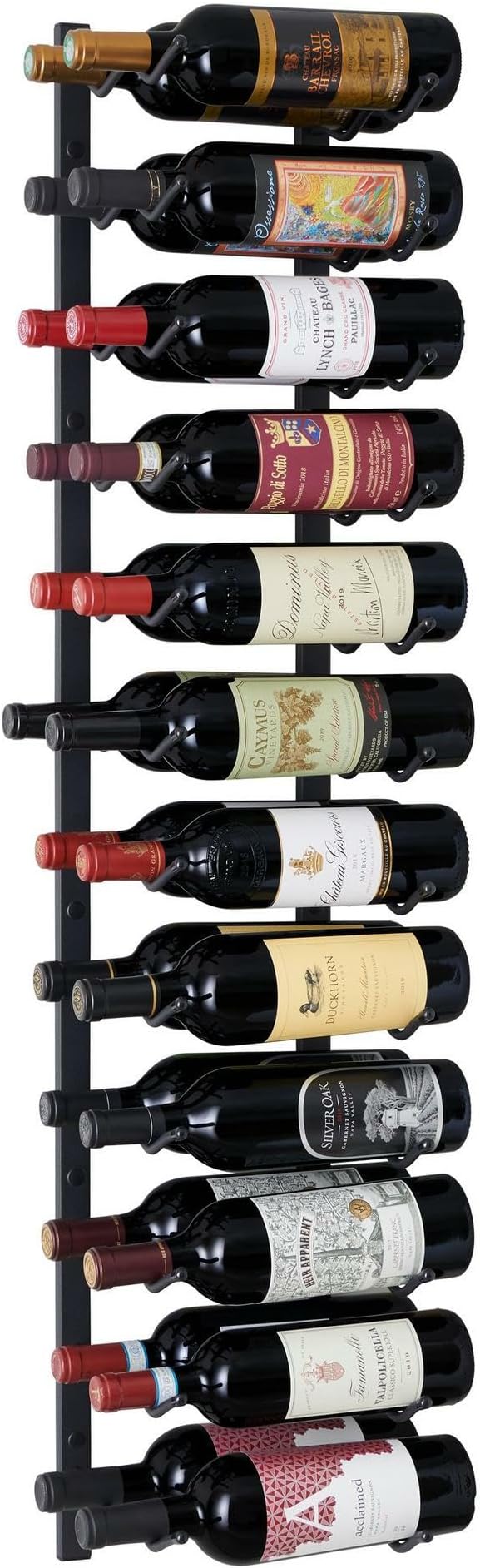 Wine Enthusiast N'FINITY 24 Bottle Wall Mounted Metal Wine Rack ??Label Forward Wine Rack with Easy Installation - 4' Tall, 2 Column Deep (Black)