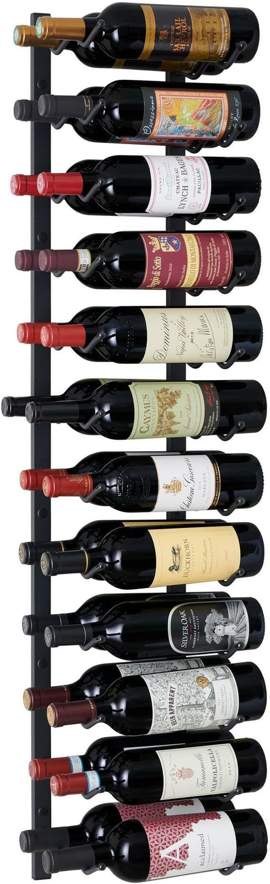 Wine Enthusiast N'FINITY 24 Bottle Wall Mounted Metal Wine Rack ??Label Forward Wine Rack with Easy Installation - 4' Tall, 2 Column Deep (Black)