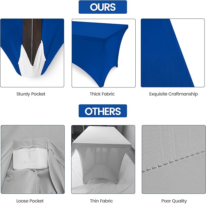 Utopia Kitchen 6FT Spandex Tablecloth [1 Pack, Royal Blue] 200 GSM Stretch, Fitted, Washable and Wrinkle Resistant Table Cloth Rectangle Cover for Trade Shows, Wedding, Parties [72Lx30Wx30H Inch]