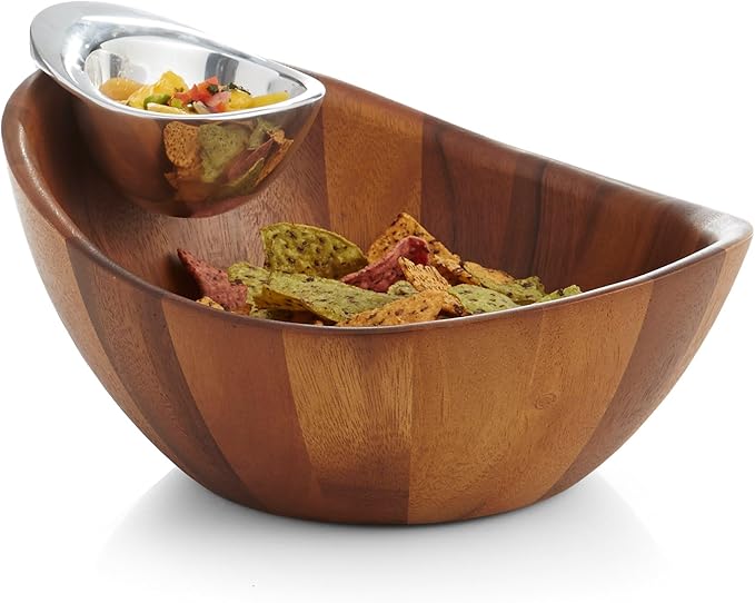 Namb챕 Harmony Chip & Dip Serving Bowl 12??x 6.5?? Acacia Wood with Removable Dip Dish for Chips & Salsa, Appetizers & Snacks, Party & Entertaining, Kitchen & Dining, Buffet & Snack Bowls