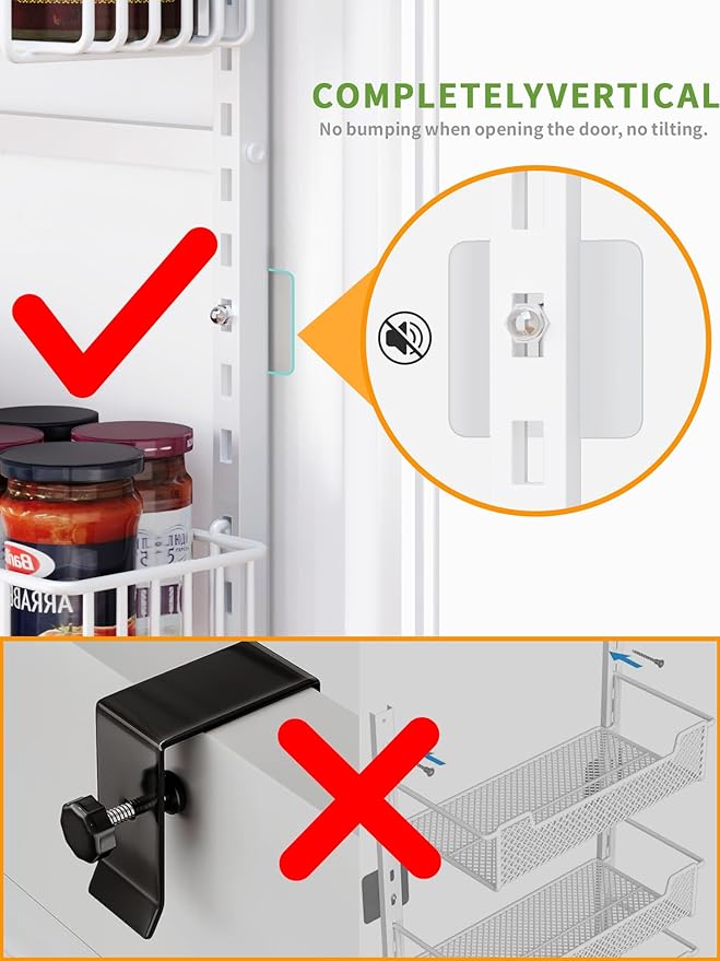Over the Door Pantry Organizer - 8-Tier Adjustable Pantry Organization And Storage, Metal Hanging Door Spice Rack for Kitchen Pantry Organizers竊똚hite