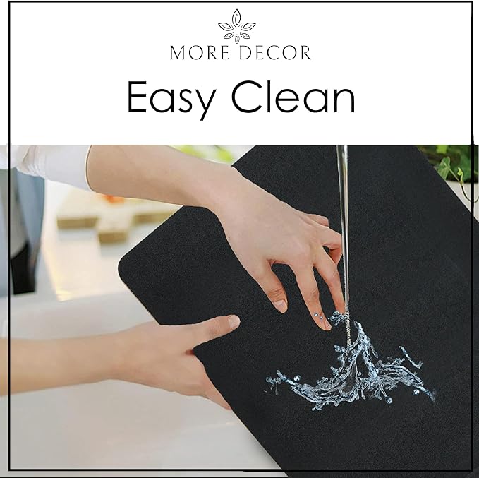 More D챕cor Faux Leather Placemats Set of 4 for Dining Table ??Waterproof, Wipeable, Washable, Stain & Heat Resistant, Non-Slip Table Mats ??12 X 17 Inch (Solid Black, 4)