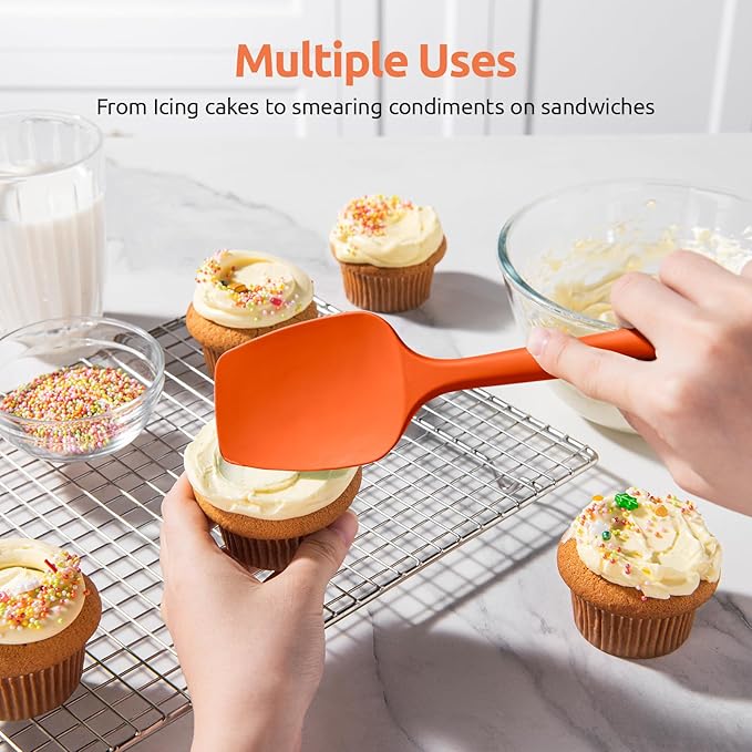 U-Taste Silicone Spoon Spatula Set, 600쨘F High Heat Resistant Food Grade Flexible Rubber Scraper, Integrated Cooking Mixing Baking Kitchen Utensils Set of 3 for Nonstick Cookware (Orange)