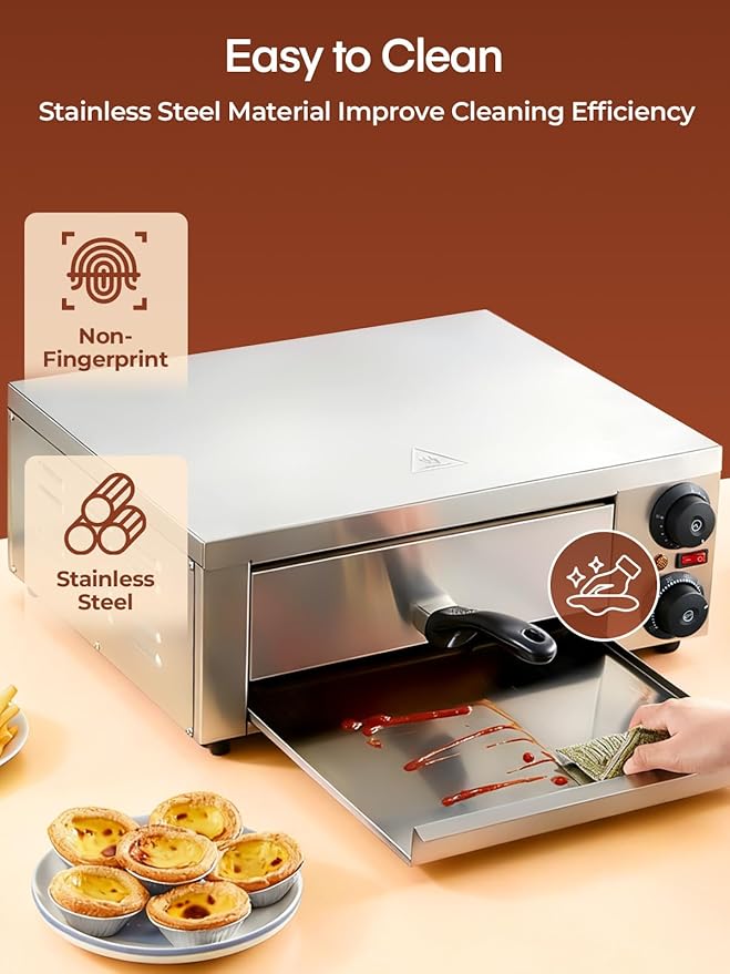 Pizza Oven Indoor, 12 Inch Electric Pizza Ovens with 662??Max Temp, 1800W Pizza Maker for Home with Alert Timer, Pizza Cooker Machine Suitable for Both Home and Commercial Use