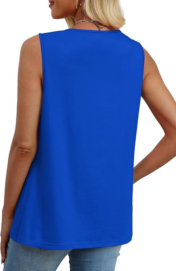 XIEERDUO Womens Tank Tops Sleeveless Lace Crochet Boho Tops Loose Fit Pleated Tunics Crewneck Summer Vacation Outfits Flowy