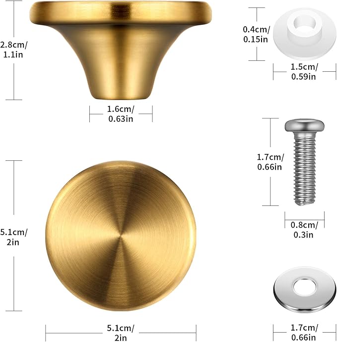 Hotop 4 Sets Dutch Oven Knob Stainless Steel Replacement Knob Pot Lid Handle Compatible with Le Creuset, Aldi, Lodge and Other Enameled Cast-Iron Dutch Oven (Gold)
