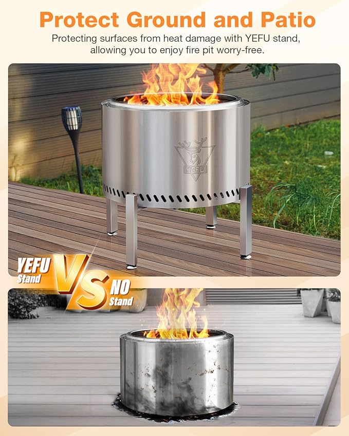 YEFU Stand for Solo Stove Accessories: Adjustable 19-27 inch Fire Pit Stand for Solo Stove Bonfire Yukon and More Outdoor Fire Pit - Fire Pit Accessories for Outside Patio Camping Backyard
