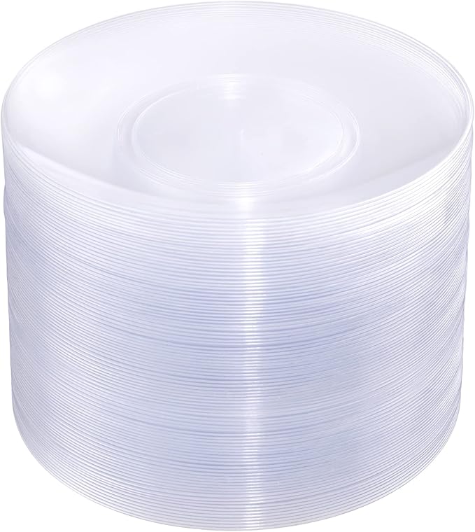 Hioasis 100pcs Clear Plastic Plates for Party - 7.5" Dinner Plates Disposable, Heavy -duty, Classy and Elegant for Wedding