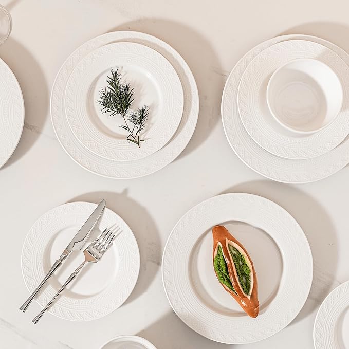 Dinnerware sets plates and bowls sets modern plates,Ceramic Dinnerware Sets,12 Pieces Porcelain Lightweight Plates,Scratch Resistant Dish Set (style - 6, 4 - Set (12pcs))