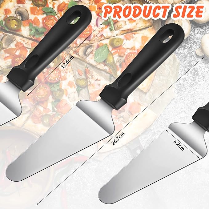 20 Pcs Pizza Spatula Bulk Pie Server Pie Cutter Cake Cutter Stainless Steel Cake Serving Spatula Non Slip Easy to Grip Baking Triangular Spade Plastic Handle Shovel for Desserts Pizza Pie Cake