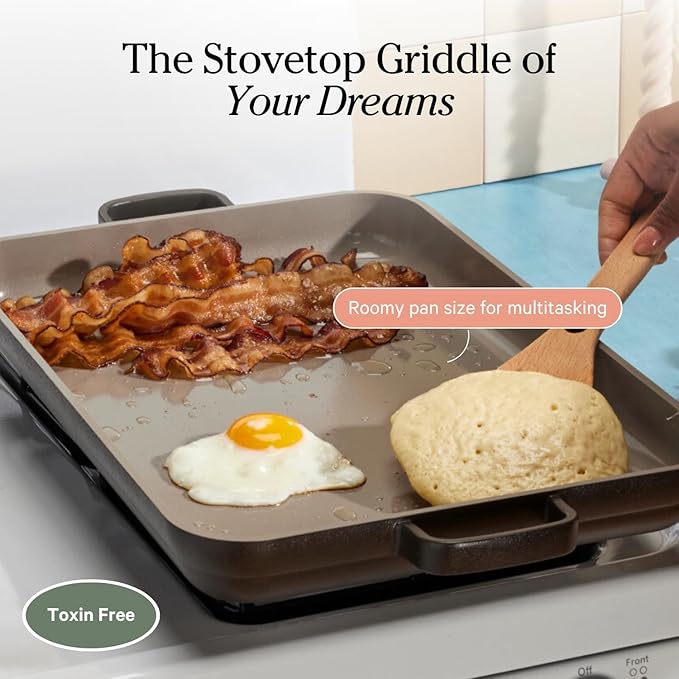 Our Place Griddle Pan - Versatile Nonstick Ceramic Sheet Pan & Stovetop Griddle | Toxin-Free, Dual-Use, with Ergonomic Handles | 5 Qt Capacity, Oven Safe up to 450째F | Blue Salt