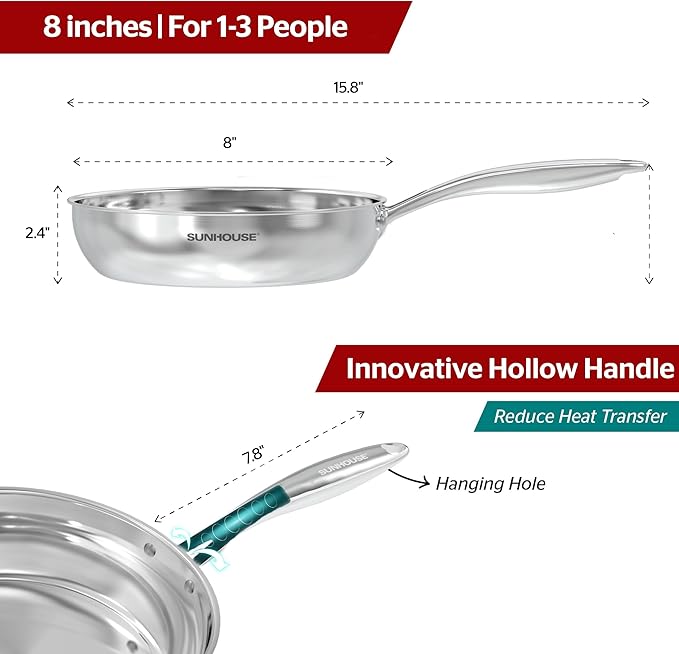 Sunhouse Pan for Cooking (FRY PAN (Chef Series), 8 inch)