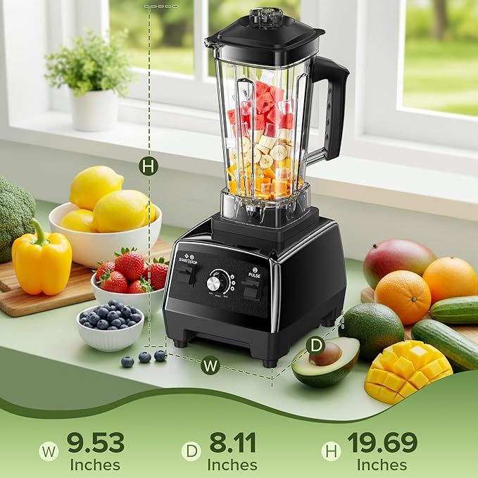 Blender for Smoothies, Blenders for Kitchen with 68Oz. Pitcher and 20Oz.Juicer Container, Smoothie Blender for Ice Crushing, Frozen Fruits, Black