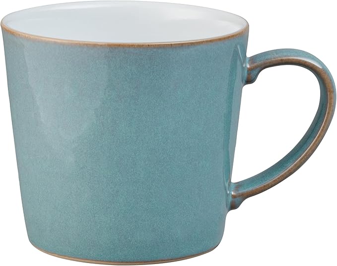 Denby - Azure Coupe Blue Large Coffee Mug -13.5 Ounce Stoneware Tea Cup Mug For Office & Home - Dishwasher Safe, Microwave Safe - Ceramic Tea Cups With Blue Glaze, Chip, Scratch Resistant For Everyday