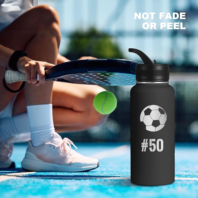 Personalized Laser Engraving Custom Water Bottle Print in USA 10 Pcs 32oz Double Wall Stainless Steel Leakproof Wide Mouth Cup with Flip Straw