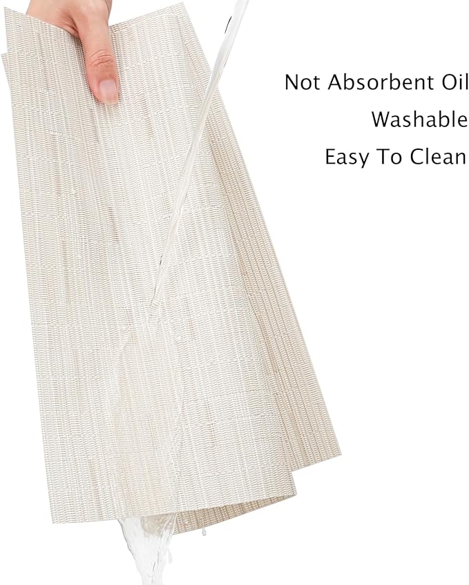 Myir JUN Placemats Set of 4, Vinyl Woven Placemats Place Mats Indoor Set of 4 Washable Table Mats Non-Slip Place mats for Dining Table (B-Off White, Set of 4)
