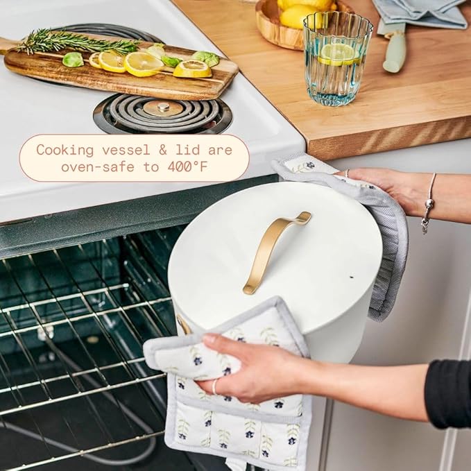 Beautiful 10-in-1 6-Qt Programmable Multi-Cooker with Oven-Safe Pot & 7 Presets ??Slow Cook, Rice, Steam, Saut챕 (WHITE ICING)