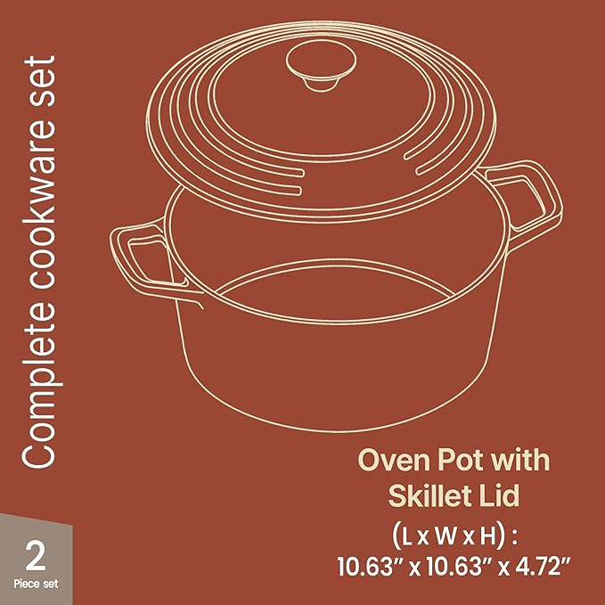 Bakken Enameled Cast Iron Dutch Oven Pot, 6QT Dutch Oven for Bread Baking, Braising & Roasting, Kitchen & Campfire Cooking, Moisture-Locking Lid, Oven Safe Up To 500째F, Works on All Cooktops, Teal