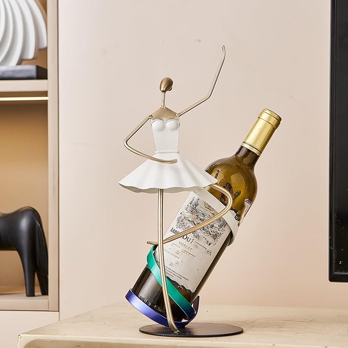 XINXUAN Ballet Dancer Metal Wine Rack-Modern Bar&Countertop Decor-Artistic Wine Holder- Gift for Wine Lover-14.96?쒱