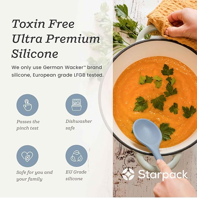 Starpack 'Mix it Up' Premium Silicone Cooking Spoons - Silicone Mixing Spoons for Baking Heat Resistant 600째F - Nonstick Cookware Serving Spoon for Kitchen - Rubber Stirring Spoon