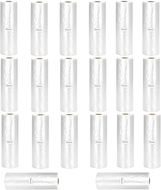 Immuson Food Storage Bags, 12 x 20 Plastic Produce Bag on a Roll Fruits, Vegetable, Bread, Food Storage Clear Bags (20 Rolls-7000 Bags)