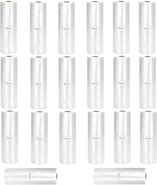 Immuson Food Storage Bags, 12 x 20 Plastic Produce Bag on a Roll Fruits, Vegetable, Bread, Food Storage Clear Bags (20 Rolls-7000 Bags)